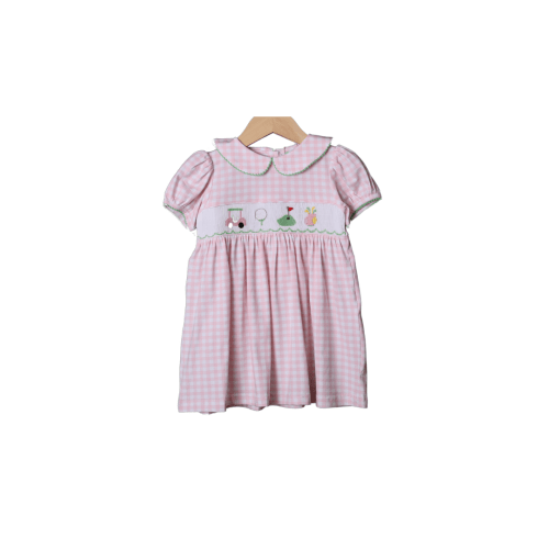 Smocked Pink Gingham Golf Dress