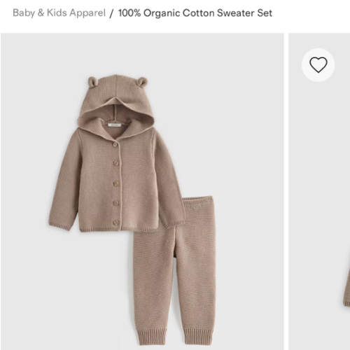 100% Organic Cotton Sweater Set in Oatmeal