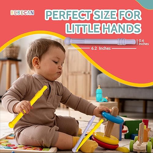 Teething Sticks for Babies 0-36 Months - Super Soft Silicone Teethers in 6 Vibrant Colors, Infant Teething Relief, Multicolored Teething Tubes Baby Gift Teethers
