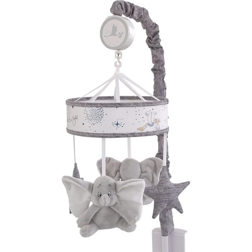 NoJo Disney Dumbo Sweet Little Baby Light Blue, White and Gray Dumbo and Stars Plush Musical Mobile