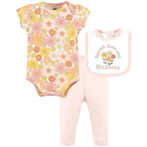 Hudson Baby Unisex Baby Cotton Bodysuit, Pant and Bib Set