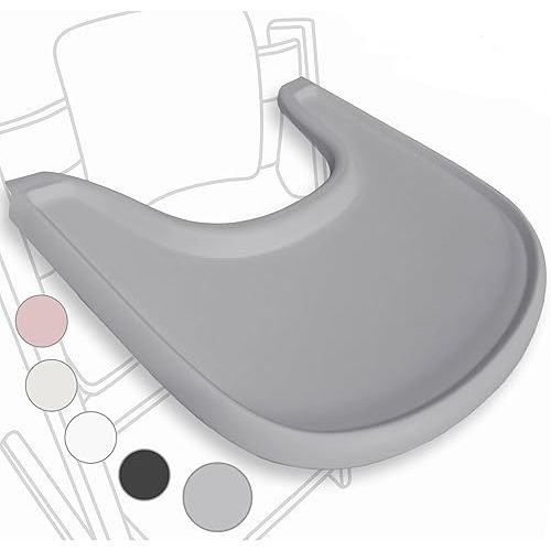 High Chair Tray Compatible with Stokke Tripp Trapp Chair – Matte Gray – NO Suction Plate Feature – Ergonomic Curved Design – BPA-Free, Easy to Assemble