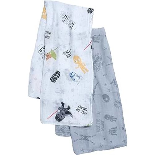 Lambs & Ivy Star Wars 2-Pack Cotton Muslin Newborn Baby Swaddle Blankets
