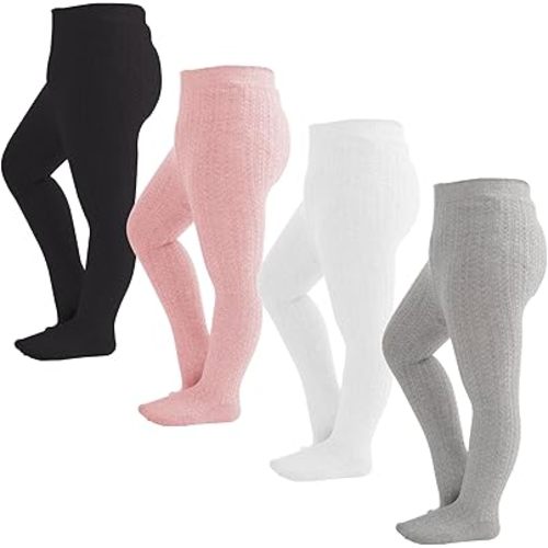 Marchare Baby Girls Tights Cable Knit Tights Thick Solid Footed Leggings Winter Warm Stockings