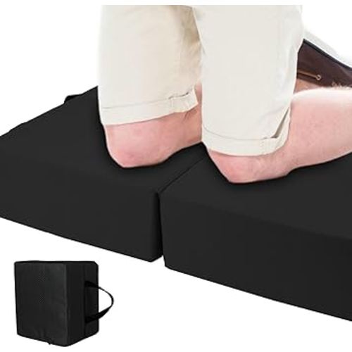 Extra Thick Garden Kneeling Pad, 5"+5" Thick 100% Supportive Foam, Extra Large Kneeling Pads for Work, Kneeling Pads for Bathing, Yoga, Physical Therapy, Prayer, Waterproof Fabric(Black