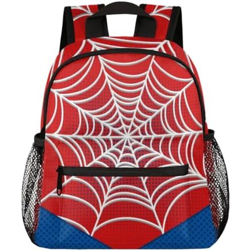 Toddler Backpacks for Boys Girls 2-4: Kids Cartoon Schoolbag Lightweight Waterproof Book Bag for Preschool, Kindergarten, Elementary Back to School Children 12 Inch, Red Spider Web