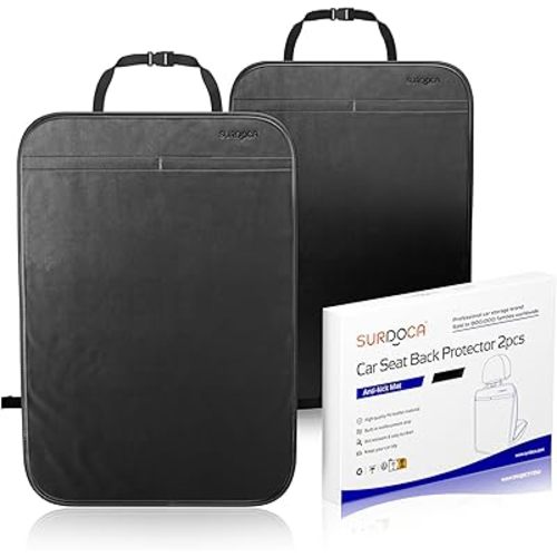 SURDOCA Kick Mats Back Seat Protector for Kids, Leather Car Back Seat Cover for Child, Offers Waterproof Protection of Car Seat Back from Dirt, Mud, Scratches