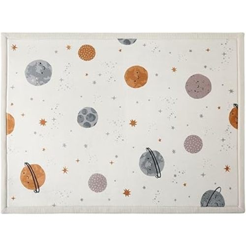 Hakuna Matte CloudSoft Baby Play Mat for Floor 60" x 80" Planets – Coral Velvet Memory Foam Rug for Crawling & Cozy Play – Non-Slip, Water-Resistant, Easy-CareTummy Time Mat, Playmat for Playpen