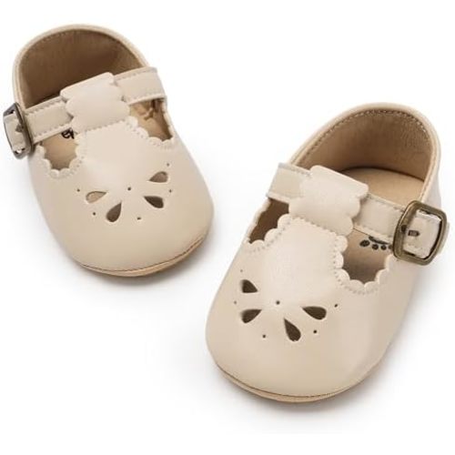 HONGTEYA Baby Girls Shoes Infant Mary Jane Flats Non Slip Newborn Moccasins