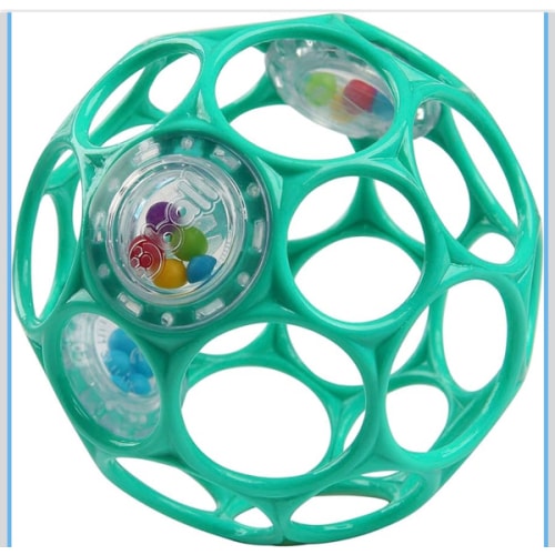 Bright Starts Oball Easy-Grasp Rattle BPA-Free Infant Toy in Teal, Age Newborn and up, 4 Inches