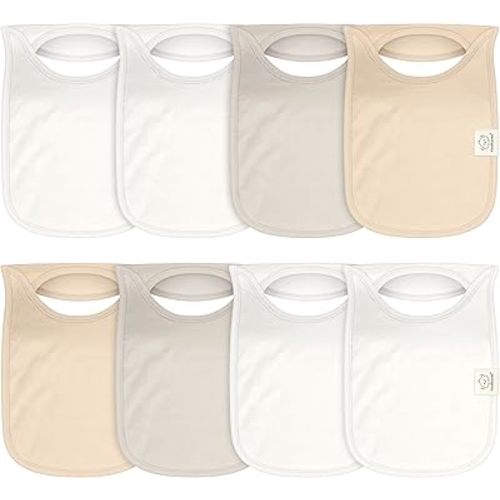 KeaBabies 8-Pack Baby Bibs for Boys, Girls - Pullover Bibs for Drooling Teething Baby Girl & Boy Toddler, Newborn, Soft & Absorbent, Cute Colors, Large Torso Coverage Keep Infant Clean & Dry (Pure)