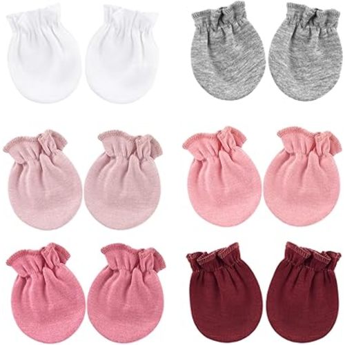BQUBO Newborn Infant Toddler Mittens No Scratch Cotton Elastic Wrist Gloves Hypoallergenic for 0-6 Months Baby Boys Girls
