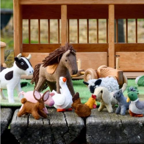 Tara Treasures Felt Farm Animals Toys Set - Set of 10 Toys