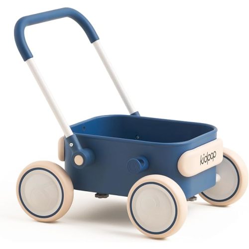PULA Baby Push Walker with Wheels Toddler Wagon for First Learner Baby Toys 6-12 Months, 1 Year Old Birthday Gifts, Indoors and Outdoors (Navy Blue)