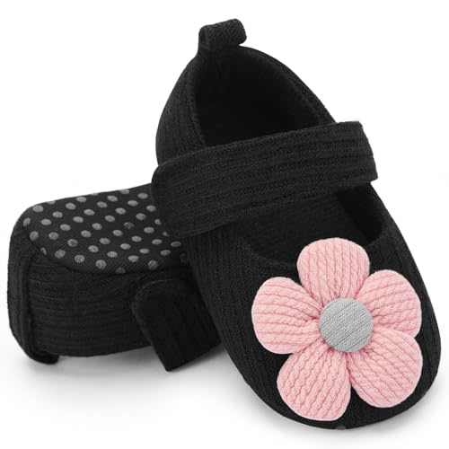 BACSAC Baby Girls Mary Jane Flats with Bow Soft Sole Non-Slip Crib Shoes Infant Toddler First Walkers Princess Dress Shoes