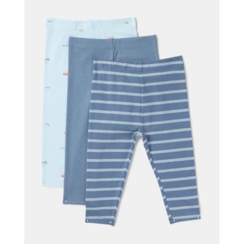 3 Pack Print Leggings - Ditsy Cars - 12-18M