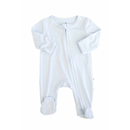 Baby Blue Bamboo Zipper Footie