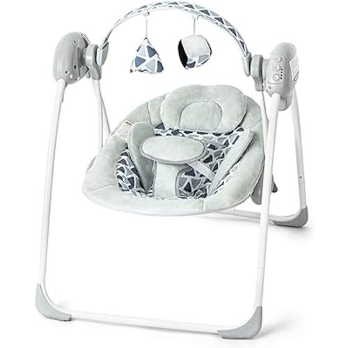 Baby Swings for Infants, Portable Baby Swing Folds Easy with Adaptable Speed, Music,Timer,Baby Swing Indoor/Outdoor,Infant Swing for Babies 0-6 Months 6-20 lbs Grey