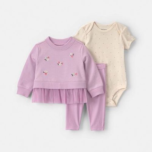 Baby Girl Carter's 3-Piece Floral Long Sleeve Top, Bodysuit & Legging Set