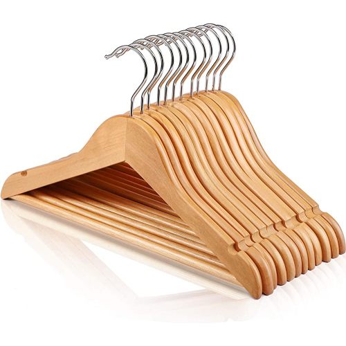 HOUSE DAY Wooden Childrens Hangers Kids Hangers,(20 Pack) Wood Baby Hangers Nursery Hangers, 360° Swivel Hook Non Slip Coat Hanger for for Coats, Suits, Pants and Jackets (Natural)
