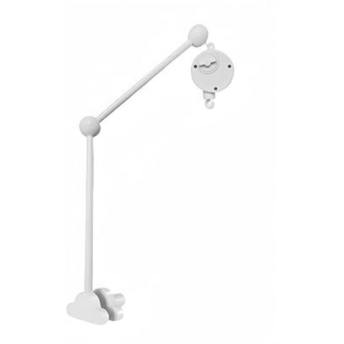 360° Rotating Baby Crib Mobile Arm,27.2 Inches Wooden Baby Mobile Hanger for Crib,Adjustable Mobile Arm for Crib Cot Bed Bassinet Wind Chimes Bed Bell Nursery Cloud Design (with Music Box)