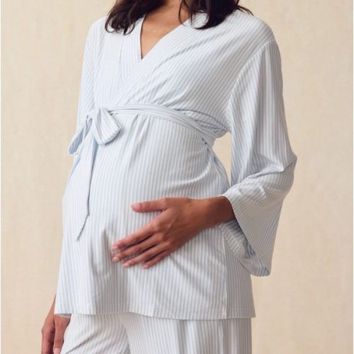 LAKE | Women | DreamModal™ Pajamas | English Rose Pencil Stripe Maternity Kimono Bundle