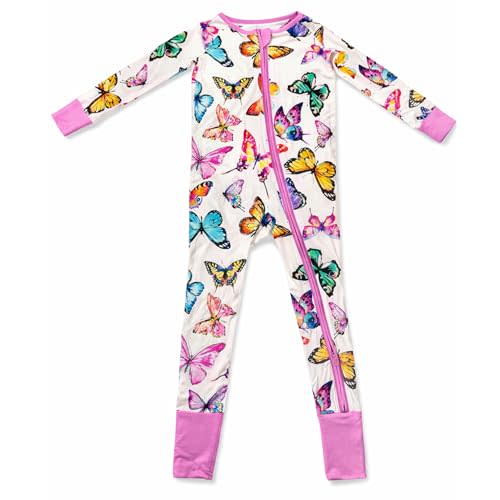 Liyah Loom® Butterfly Print Viscose from Bamboo Baby Footie Pajamas, NB-2T PARENT