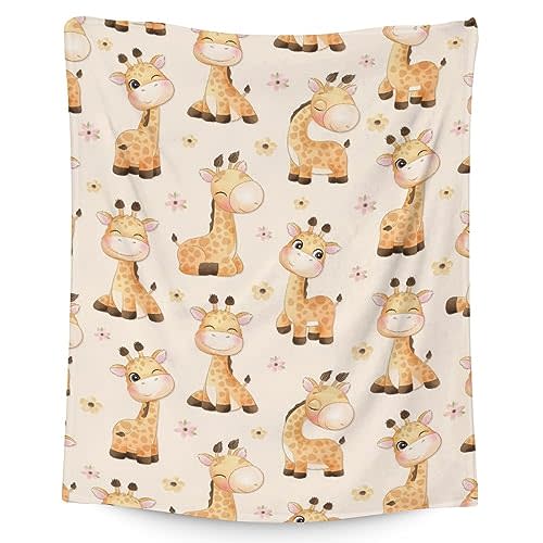 Giraffe Blanket for Girls & Boys - 30x40 Inches Lap Size - Soft Fuzzy Plush Throws Gifts - Yellow Cute Throw Blanket for Living Room & Office