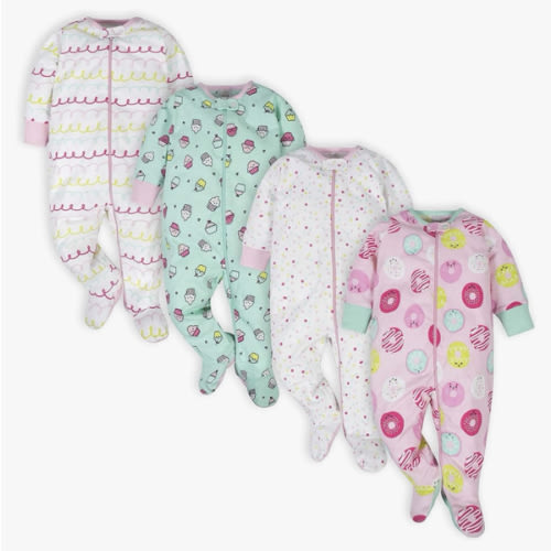Onesies Brand baby-girls 4-pack Sleep 'N Play Footies Multi Pack