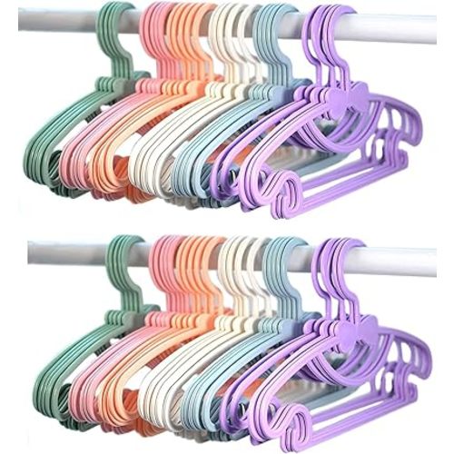 YYaaloa Kids Clothes Hangers Baby Clothes Hangers Childrens Plastic Infant Hangers Very Durable Kids Hangers Toddler's Hangers (style2 6colors 30pcs)
