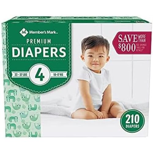 Member's Mark Premium Baby Diapers, Size 4 (22-37 Pounds), 210 Count