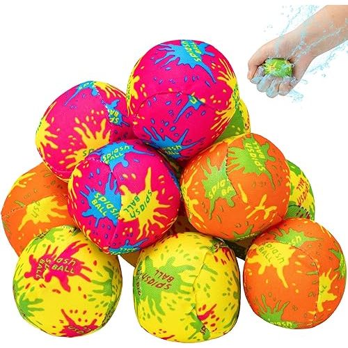 HFATMOS 12 Pcs Water Splash Balls Float Mini Water Bomb Balls for Pool, Water Absorbent Ball for Water Activities, Summer Beach Soaking Games Ball Party Activities