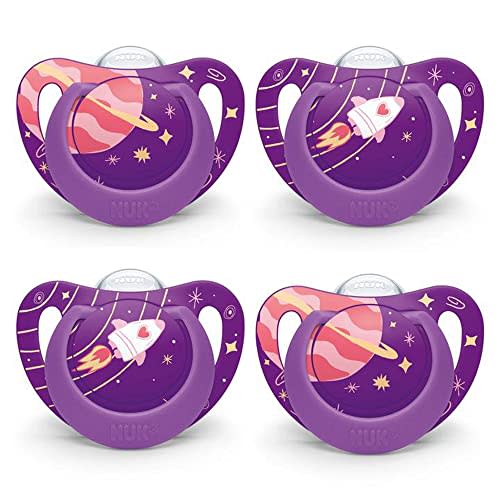 Nuk Orthodontic Pacifier, Space Girl, 6-18 Months, 4pk