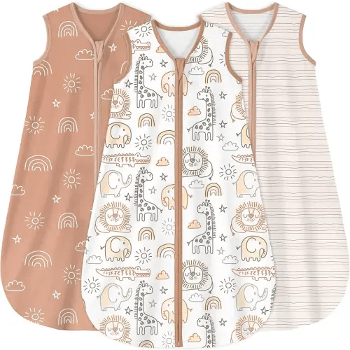 Yoofoss Baby Sleep Sack 6-12 Months 0.5 Tog Wearable Blanket for Baby, 3 Pack 100% Organic Cotton Infant Toddler Sleeping Sack 2-Way Zipper Lightweight Sleep Sack