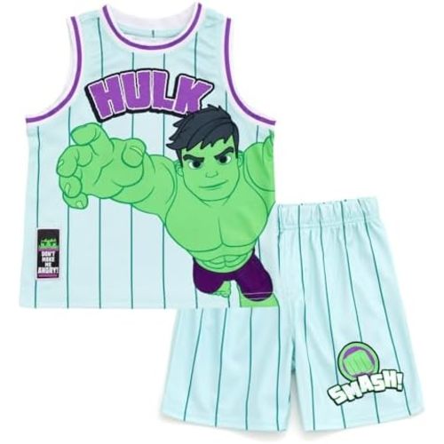 Marvel Spider-Man Miles Morales Hulk Mesh Jersey Tank Top Shirt and Basketball Shorts Toddler to Big Kid Sizes (2T - 18-20)