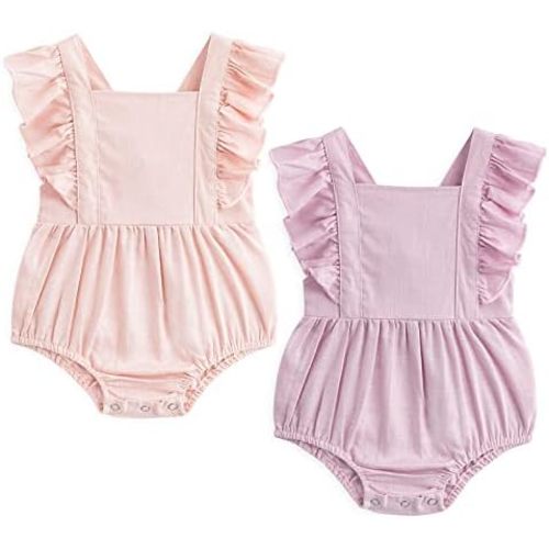 Simplee kids Baby Boys Girls Ruffle Romper Summer Outfit Jumpsuit Linen Bodysuits