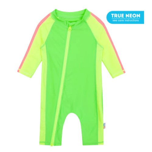 Sunsuit - Long Sleeve Romper Swimsuit | "Neon Green/Yellow"