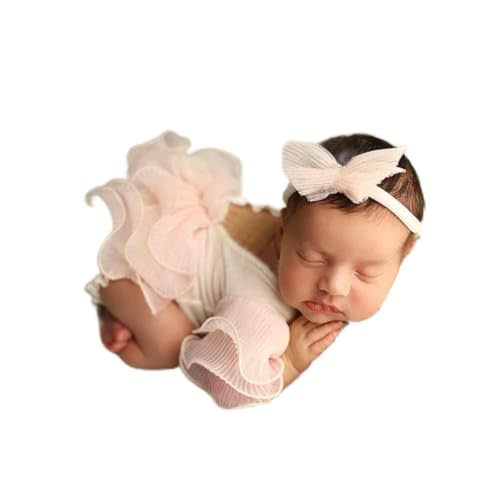 Baby Girl Photography Props Infant Cute Newborn Vest Lace Romper Bodysuit Pictures Monthly Photo Shoot Outfits