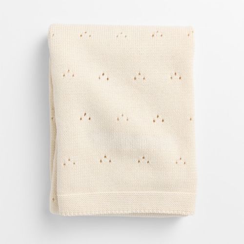 Pointelle Natural Undyed Flecked Organic Cotton Baby Stroller Blanket