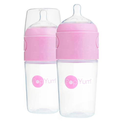 PopYum, Baby Bottles, 9 oz Anti-Colic Formula Making 2-Pack, Pink