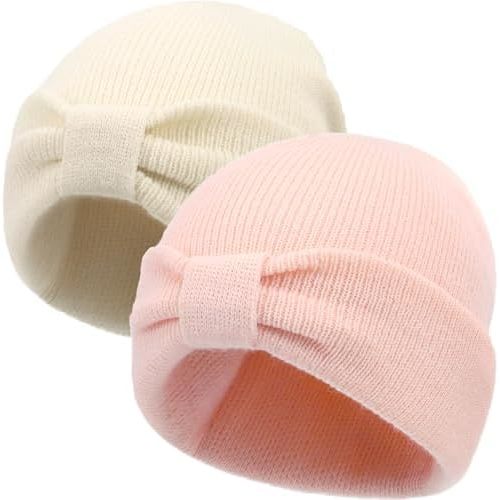 Baby Beanie Winter Hat Knitted Warm Hat with Cute Bow Toddler Infant Cuffed Beanies 0-8
