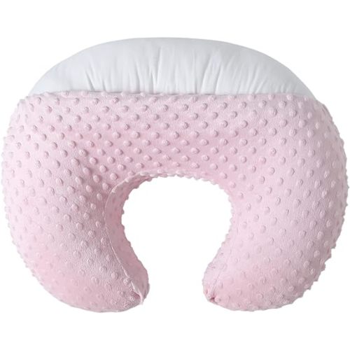 Nursing Pillow and Positioner Breastfeeding and Bottle Feeding, Propping Baby, Tummy Time, Sitting Support for Baby Boy Baby Girl, with Removable Dots Cover (Blushing Bride)