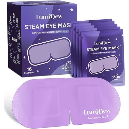 Steam Eye Mask - Moist Heat for Dry Eye Relief, Stye & Sleep - Self-Heating Warm Compress, Travel Essentials & Relaxation Gifts, Unscented 16 Pack