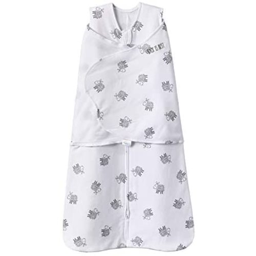 HALO 100% Cotton Sleepsack Swaddle, 3-Way Adjustable Wearable Blanket, TOG 1.5, Lamb Scribble, Small, 3-6 Months