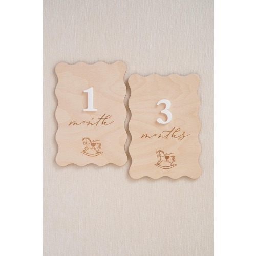 Monthly Milestone Markers: Scalloped Newborn Photo Prop with Rocking Horse