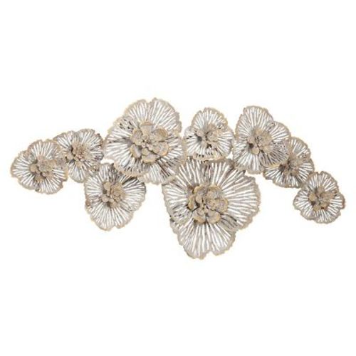 Metal Floral Wall Decor Gray - Olivia & May: Rustic Iron Botanical Sculpture for Indoor Use