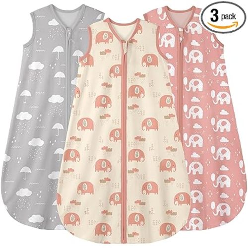 Yoofoss Baby Sleep Sack 0-6 Months Wearable Blanket for Babies 100% Organic Cotton 2-Way Zipper TOG 0.5 Toddler Sleeping Sack 3 Pack, Comfy Lightweight Sleep Sacks