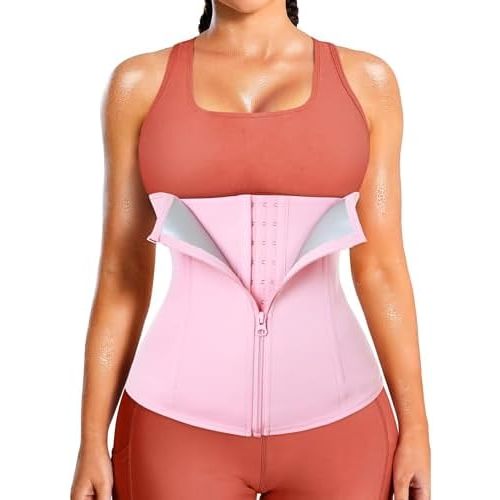 LEINIDINA Womens Waist Trainer Corset with Zipper Sweat Waist Trimmer for Women Workout Belt Corset Shapewear