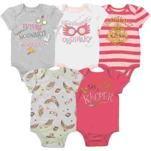 Harry Potter Infant Baby Girls 5 Pack Bodysuits Newborn to Infant