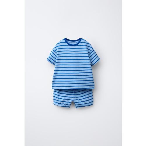 STRIPED T-SHIRT AND BLOOMER SET - Light blue | ZARA United States